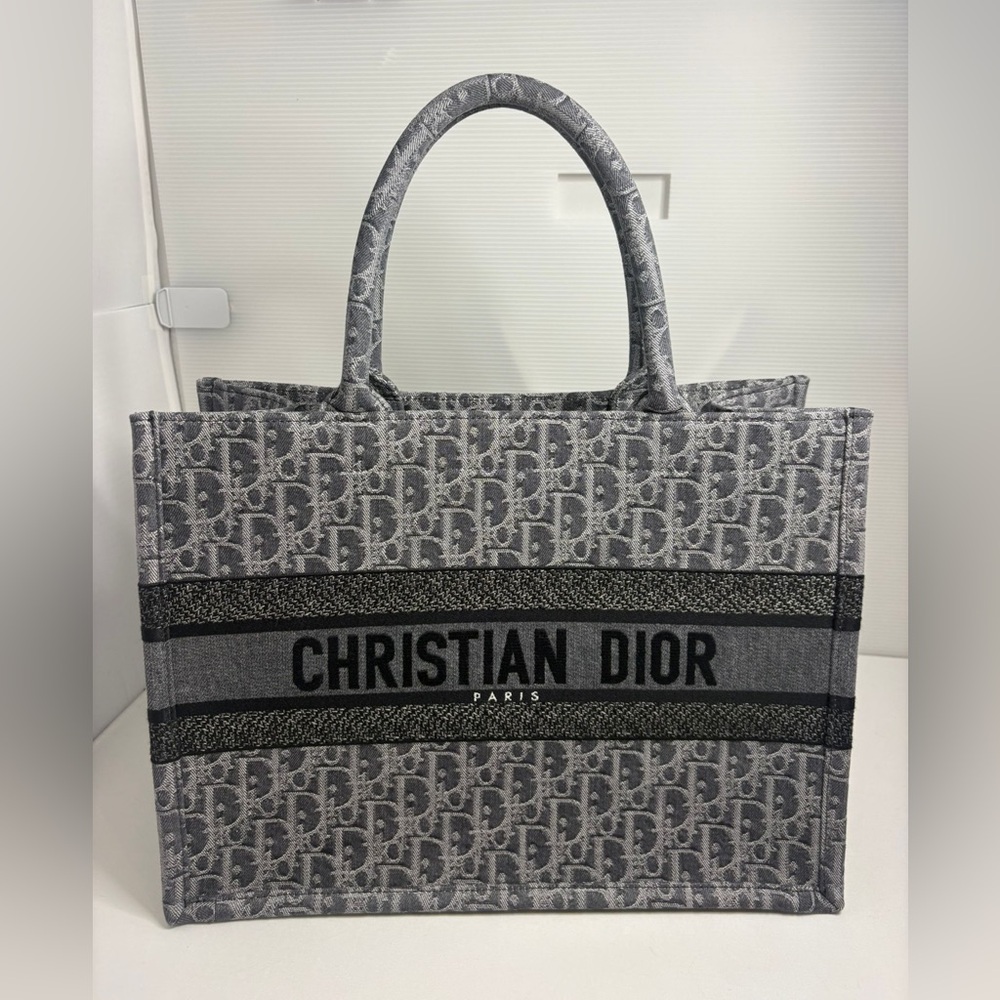 Christian Dior Medium Gray Oblique Book Tote